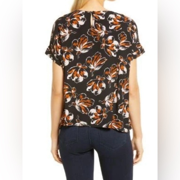 Madewell Cuffed-Sleeve Shirred Top – Duskblossom Print (Size S) - Picture 3 of 9